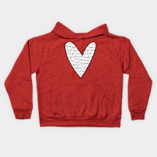 Valentines Day Heart Word Art Black Letters Kids Hoodie